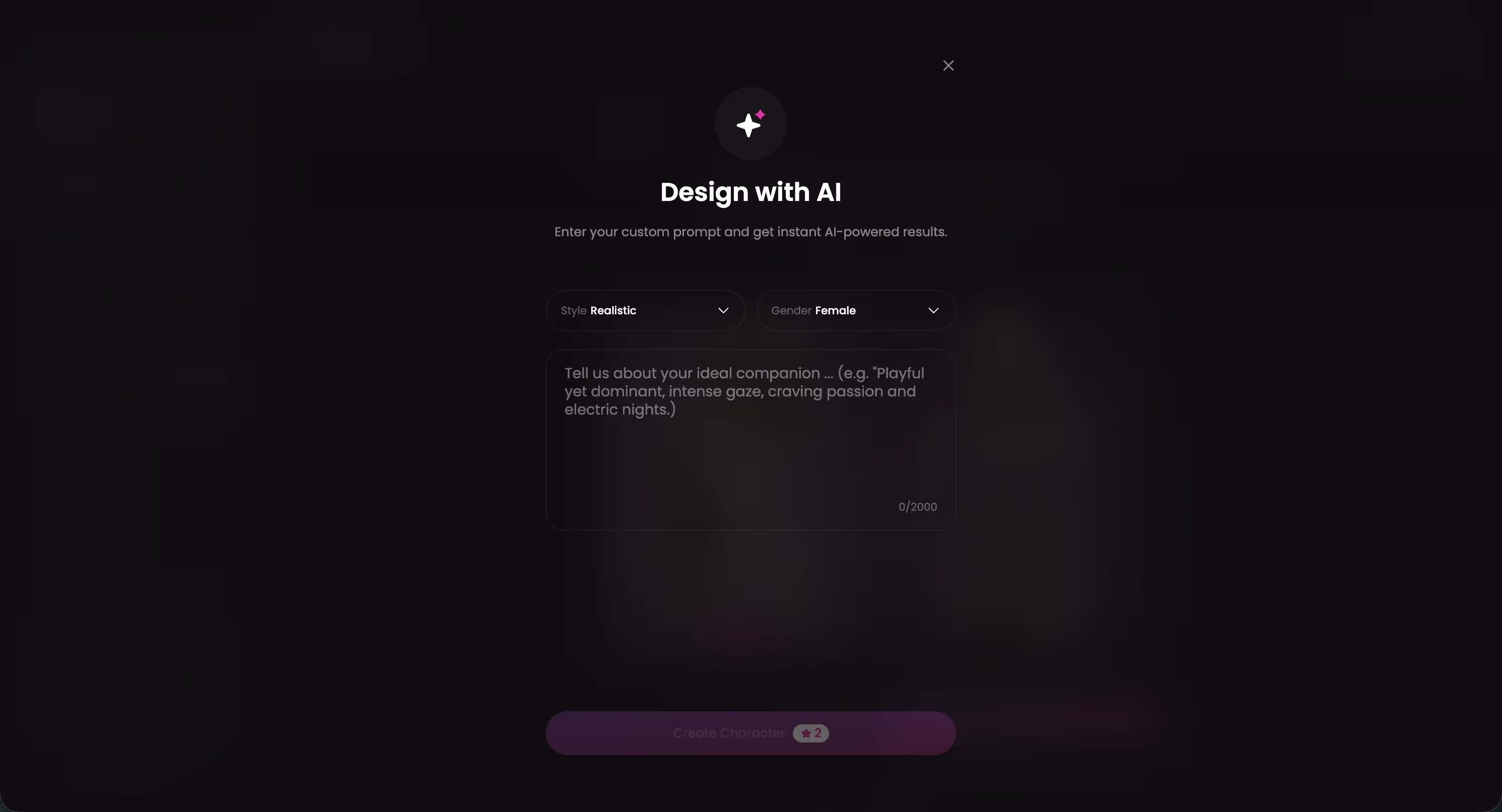 Design with AI sur GoLove, création d'une compagne à partir d'une description